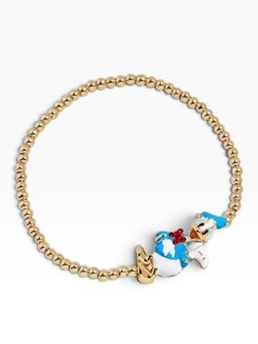 Disney Gold Beaded Bracelet with Blue, White and Red Donald Duck Charm